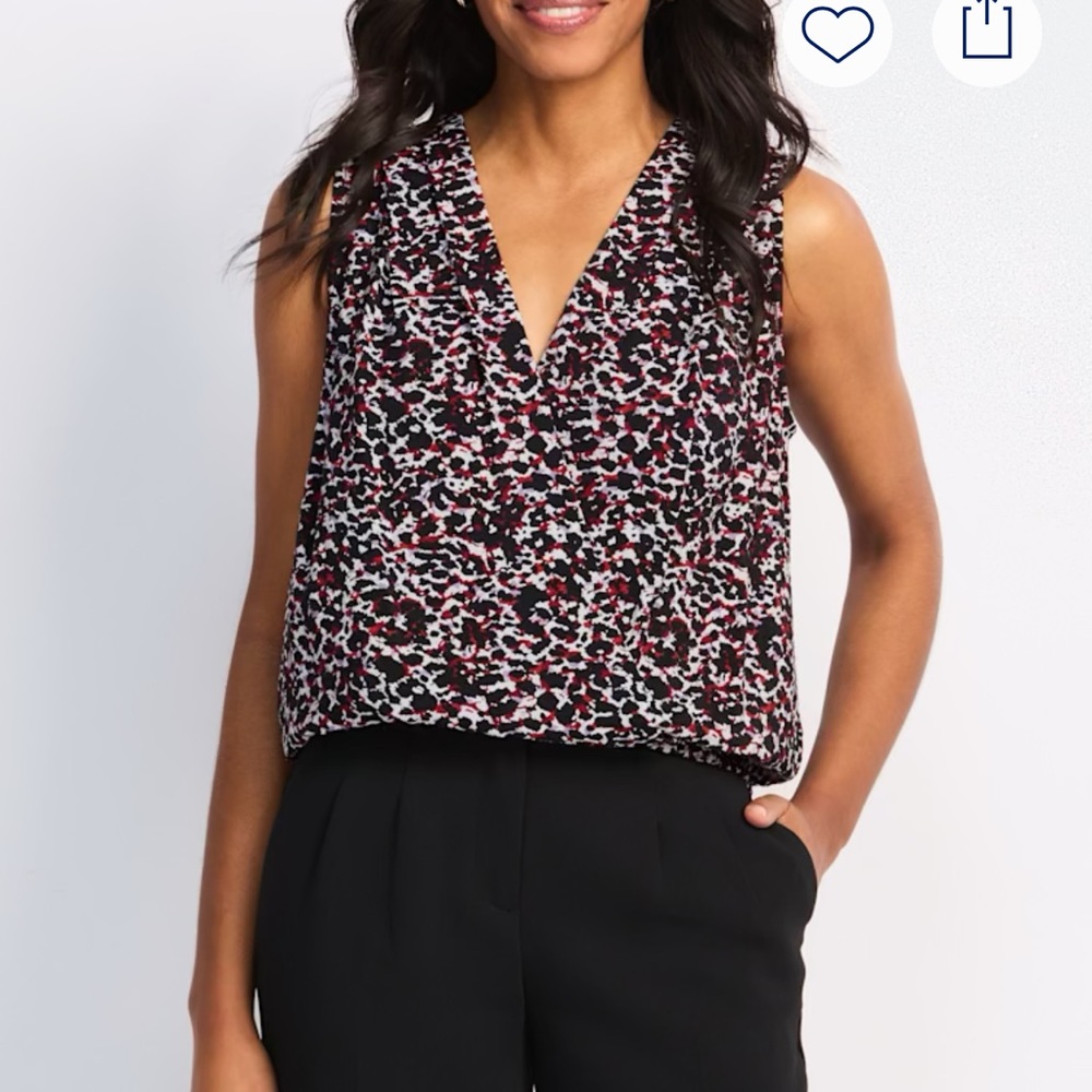 Nine Britton Black and Red Abstract Blouse